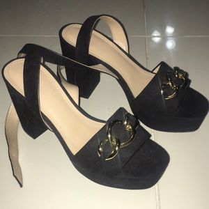 Black Heels with Gold Chain